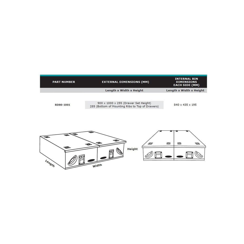 Dobinsons Dual Roller Rear Drawer System for GX460/470, 4Runner & Prado 120/150 with Fridge Slide (RD80-1001)