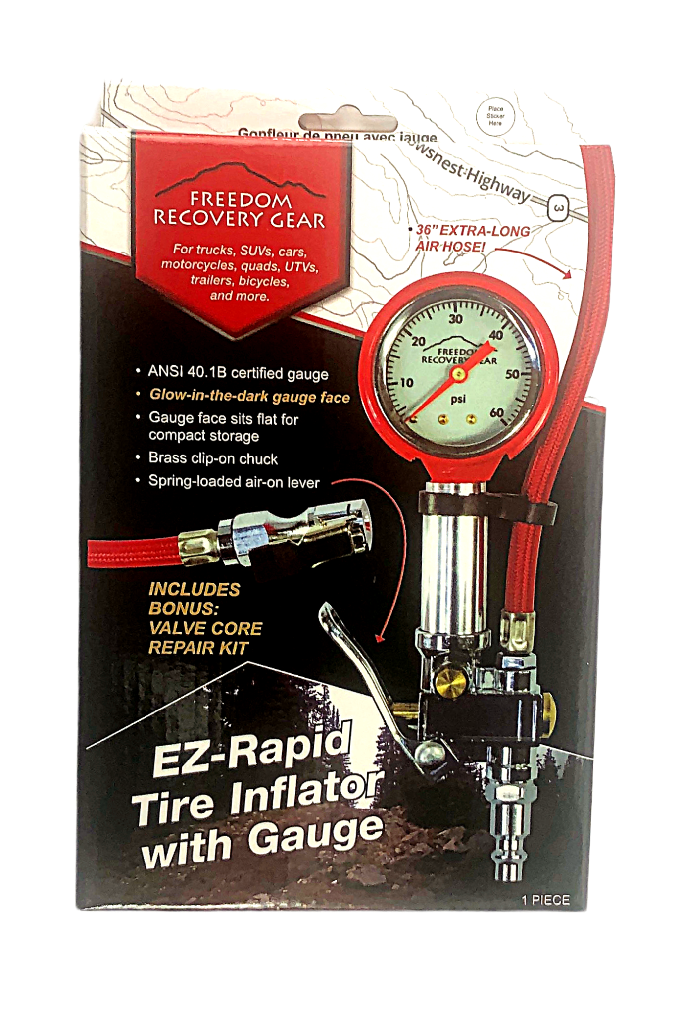 Freedom Recovery Gear EZ-Rapid Tire Inflator with Gauge
