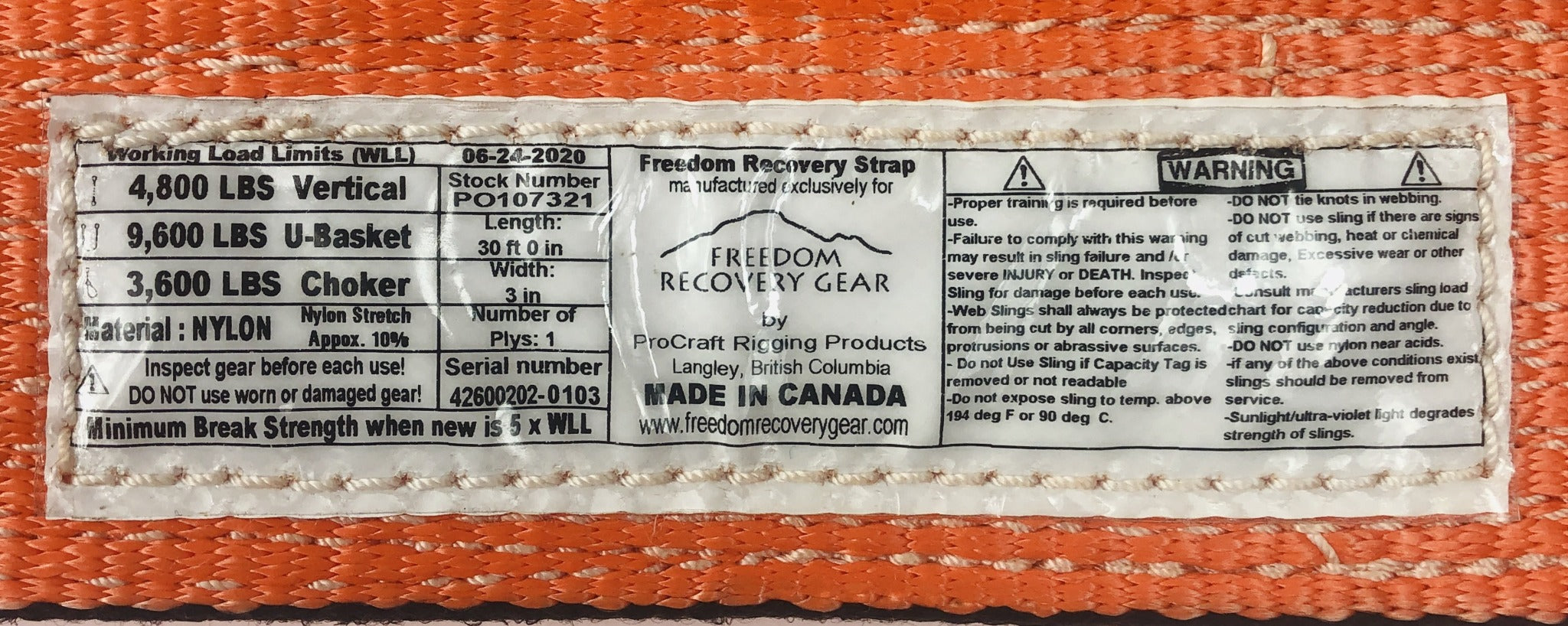 Freedom Recovery Gear 3" x 30' Recovery Strap