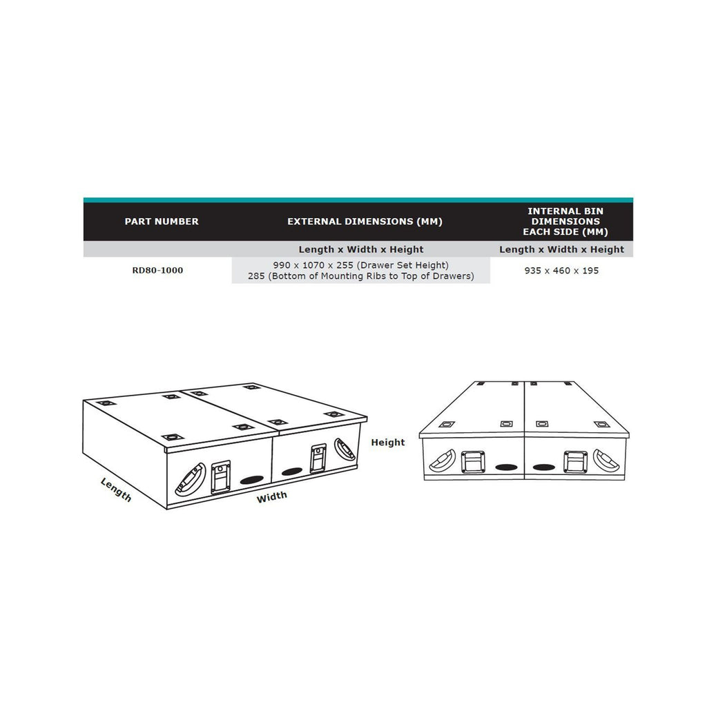 Dobinsons Rear Dual Drawer System for LX470/570 & 80/100/200 Series La ...